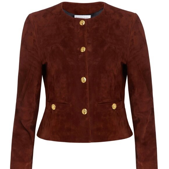 Susanna Chow Tessa Suede Jacket in Chocolate Brown Size M - Picture 1 of 7